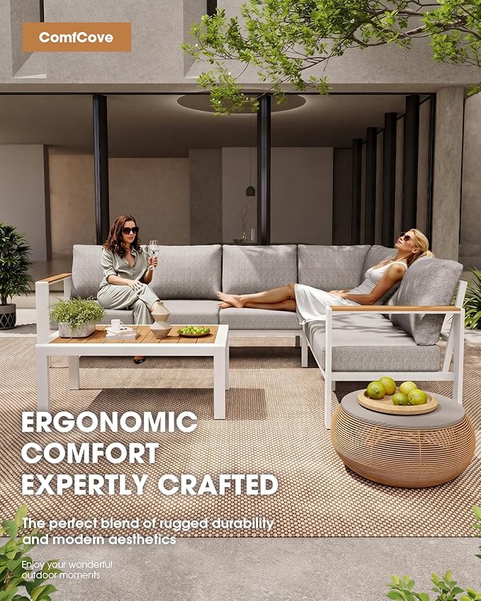 Aluminum Outdoor Patio Furniture Set 8 Seats, Outdoor Sectional Corner Sofa - Image 2