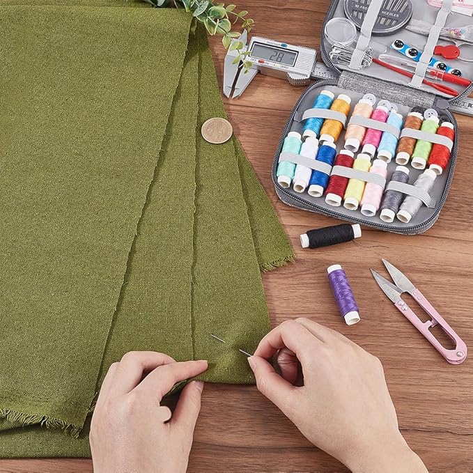 59.06 Inch Sage Green Linen Embroidery Fabric Needlework Cloth Soild Fabric - Image 3
