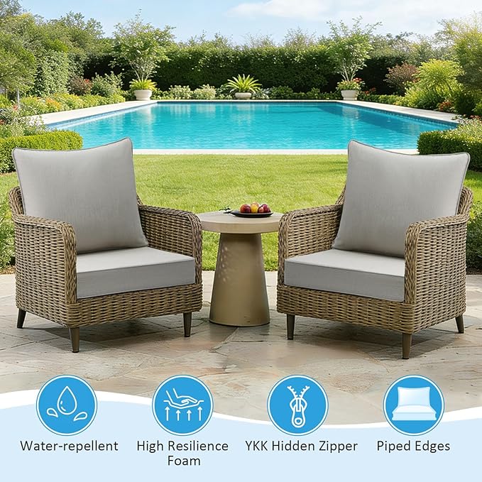 Sunbrella Outdoor Deep Seat & Back Cushion Set, 24 x 24 Inch Water Repellent - Image 4