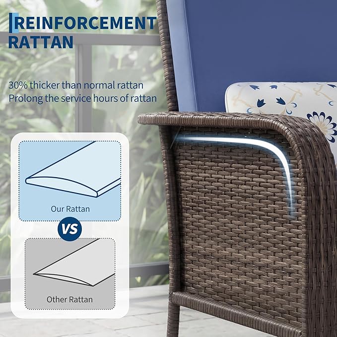 Garvee Outdoor Wicker Chairs, 2 Pieces Patio Furniture Set, All Weather High - Image 3