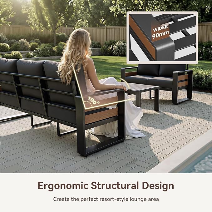 Aoxun Aluminum Patio Furniture Set, 4 Seats Sectional Metal Patio Furniture - Image 5