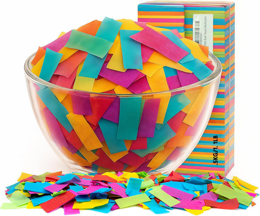 Ultimate Confetti, Multicolor Biodegradable Confetti - Rectangular Fluttering Tissue Paper Confetti for Cannon and Launcher use - Best for Gender Reveal, Birthday, Wedding, and Parties - 1 lb, 16 oz