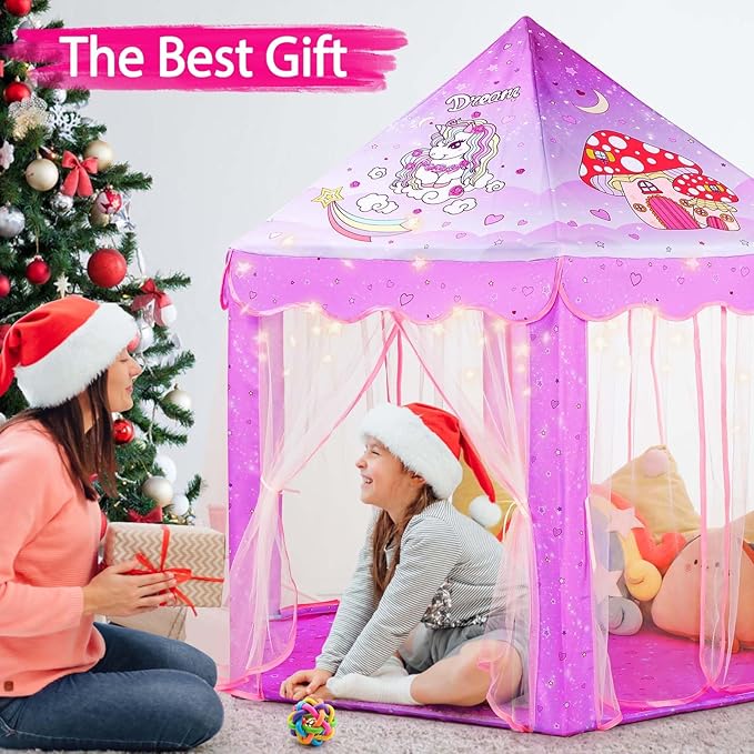 Monobeach Princess Tent Girls Unicorn Large Playhouse Kids Castle Play Tent - Image 4