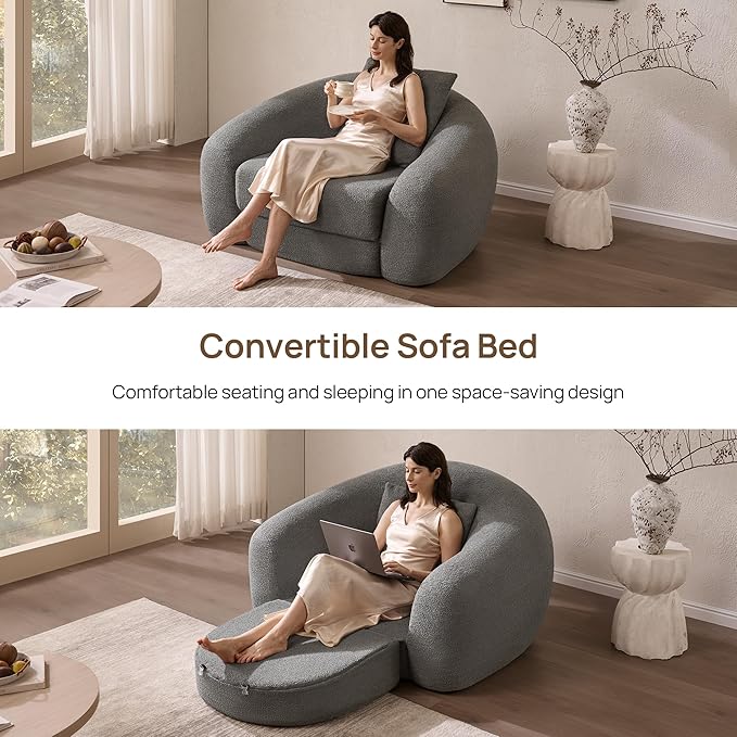 SICOTAS Curved Sofa Couch Bed for Living Room Convertible Futon Cloud Boneless - Image 3