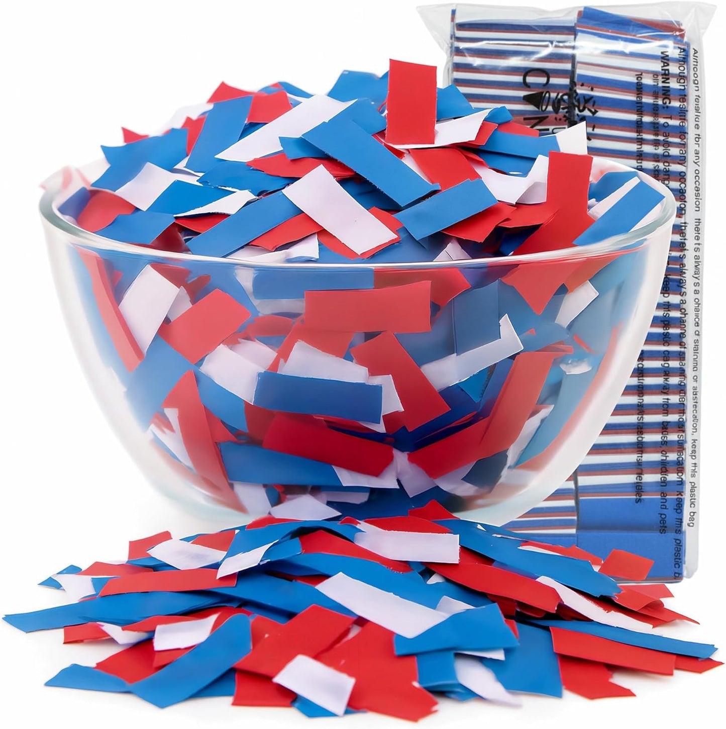 Ultimate Confetti, Biodegradable Confetti Red, White & Blue - Rectangular Fluttering Tissue Paper Confetti for Cannon and Launcher use – Wedding Confeti, Parties and Live Events - 1 lb, 16 oz