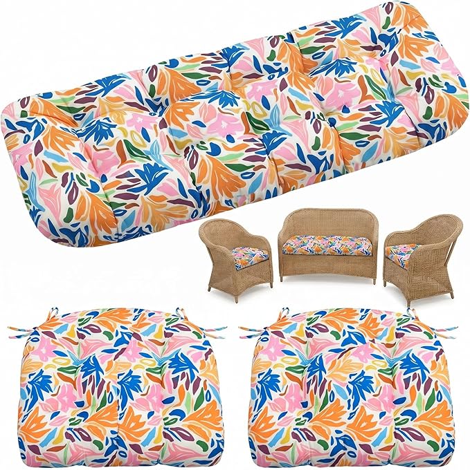 1 MIDDLE ONE Wicker Chair Cushions 3 Pieces Set by 1MIDDLEONE