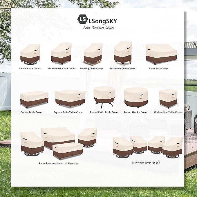 Patio 3-Seater Sofa Cover, Outdoor Couch Cover Fits up to 76W x 32.5D x 33H - Image 2