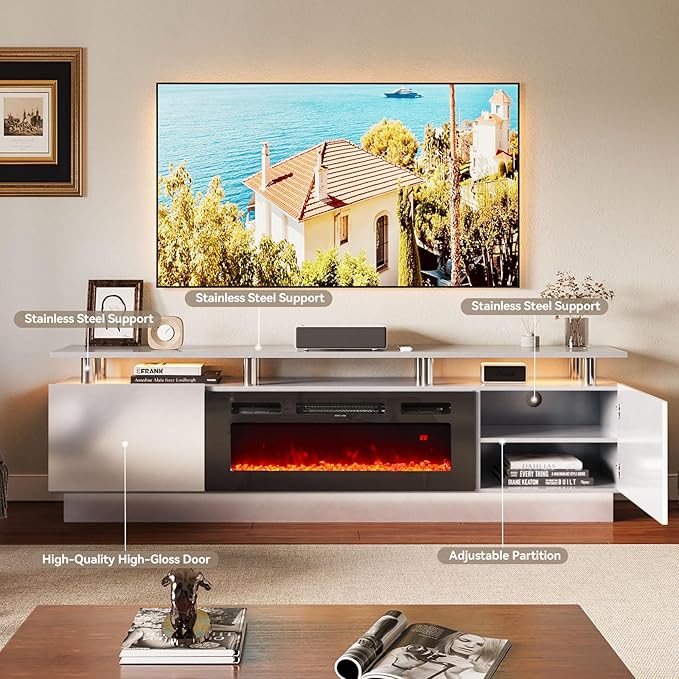 80" TV Stand & Entertainment Center, Media Console - Image 5