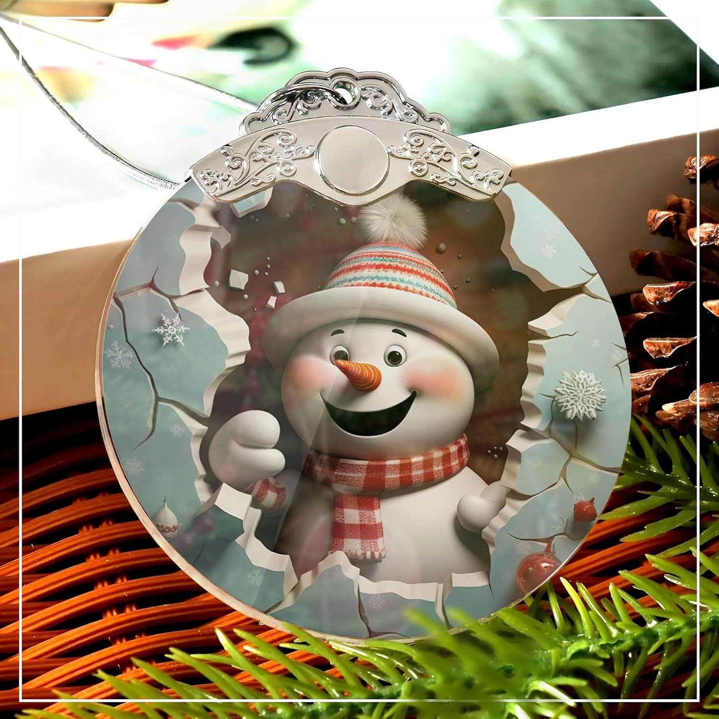 Christmas Ornaments 2025, Cute Snowman, Unique Christmas Ornaments Snowman 4 Inch Acrylic Ornament Art, White Elephant Gifts for Adults, Gifts for Womens, 2025 Christmas Ornament