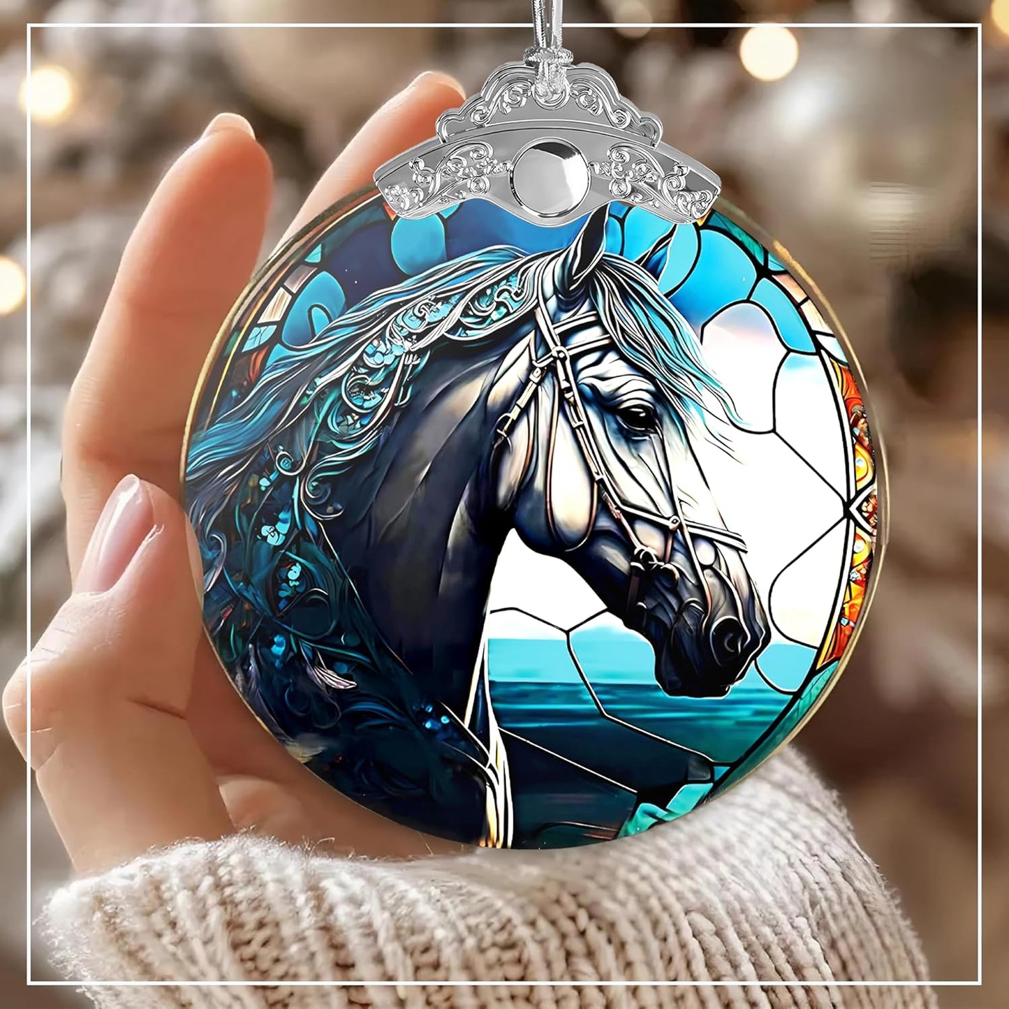 Stained Glass Effect Ornament, Women’s Christmas Keepsake, Funny White Elephant Idea, Holiday Decoration, 2025 Christmas Ornament, Faith-Based Christian Piece