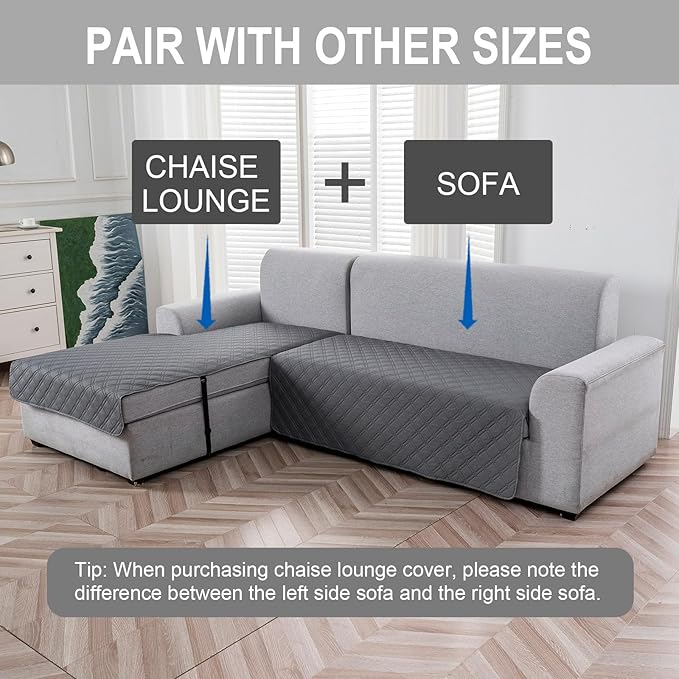 Genina L Shape Couch Cover, Sectional Couch Chaise Covers, Waterproof Washable - Image 3