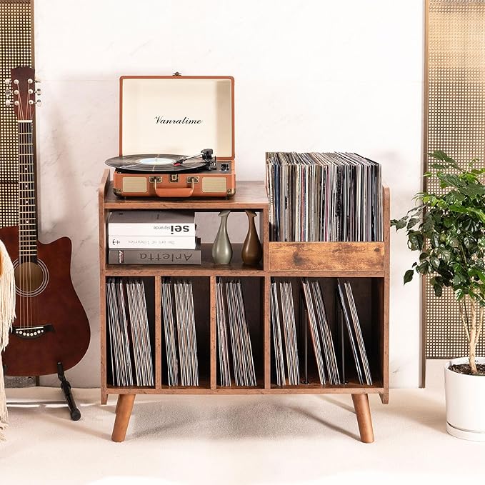 Record Player Stand, Large Record Player Table Cabinet - Image 6