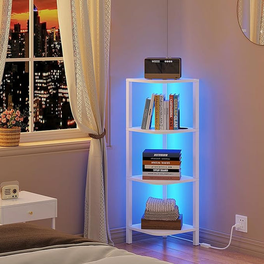 TUTOTAK Corner Shelf, 4-Tier Corner Bookshelf by ChoosetutotakFurnitureBuildYourCozyHome