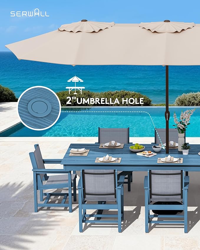 SERWALL 9 Piece Outdoor Dining Set - Image 5