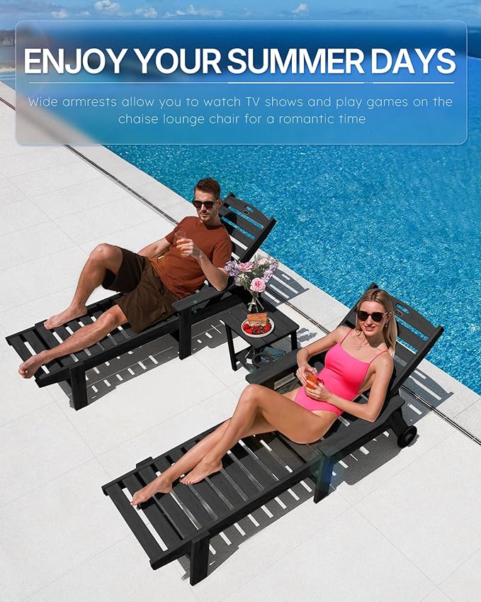 Patio Chaise Lounge Chair Set of 4, Oversize Lounge Chairs - Image 3