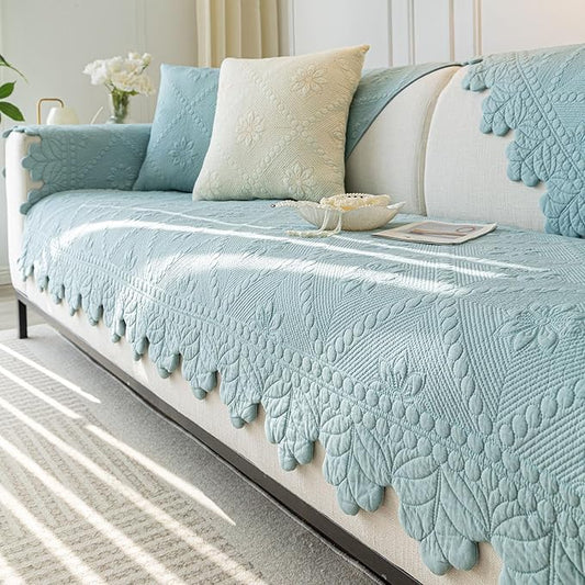 Cotton Quilted Dog Couch Cover for Sofa Farmhouse Rustic Embroidery Sectional by WelcometoXSlive