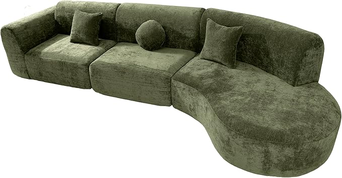 Merax 3-Piece 140" Sectional Modular Sofa Set, 4 Seat Curved Modern Cloud Couch - Image 8