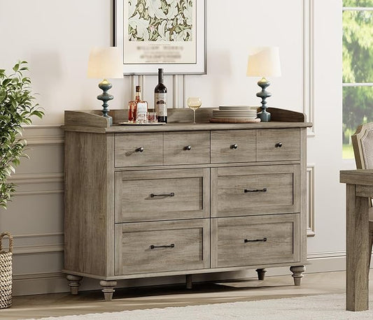 WAMPAT 6 Drawers Dresser for Bedroom, Farmhouse Wooden Chest of Drawers Baby by WAMPAT