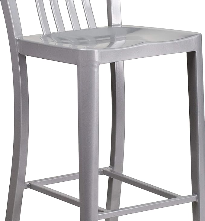 Flash Furniture Commercial Grade 30" High Silver Metal Indoor-Outdoor Barstool - Image 9