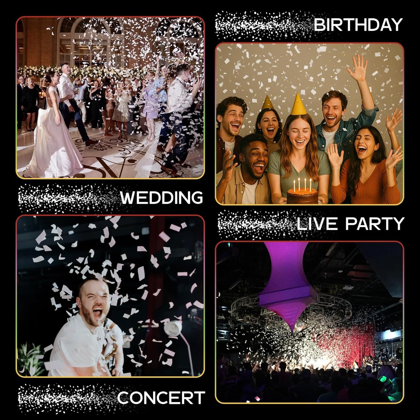 Ultimate Confetti, White Biodegradable Confetti - Rectangular Fluttering Tissue Paper Confetti for Cannon and Launcher use – Best for Gender Reveal, Parties, Concerts and Weddings - 20 lb, 320 oz