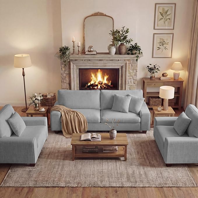 DOPEDIO Modern Living Room Sofa Set, 71.25" Chenille Loveseat by DOPEDIO