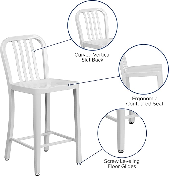 Flash Furniture Gael Commercial Grade 2 Pack 24" High White Metal - Image 5