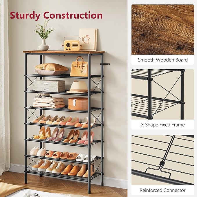 Tajsoon 8 Tier Free Standing Shoe Rack - Image 5