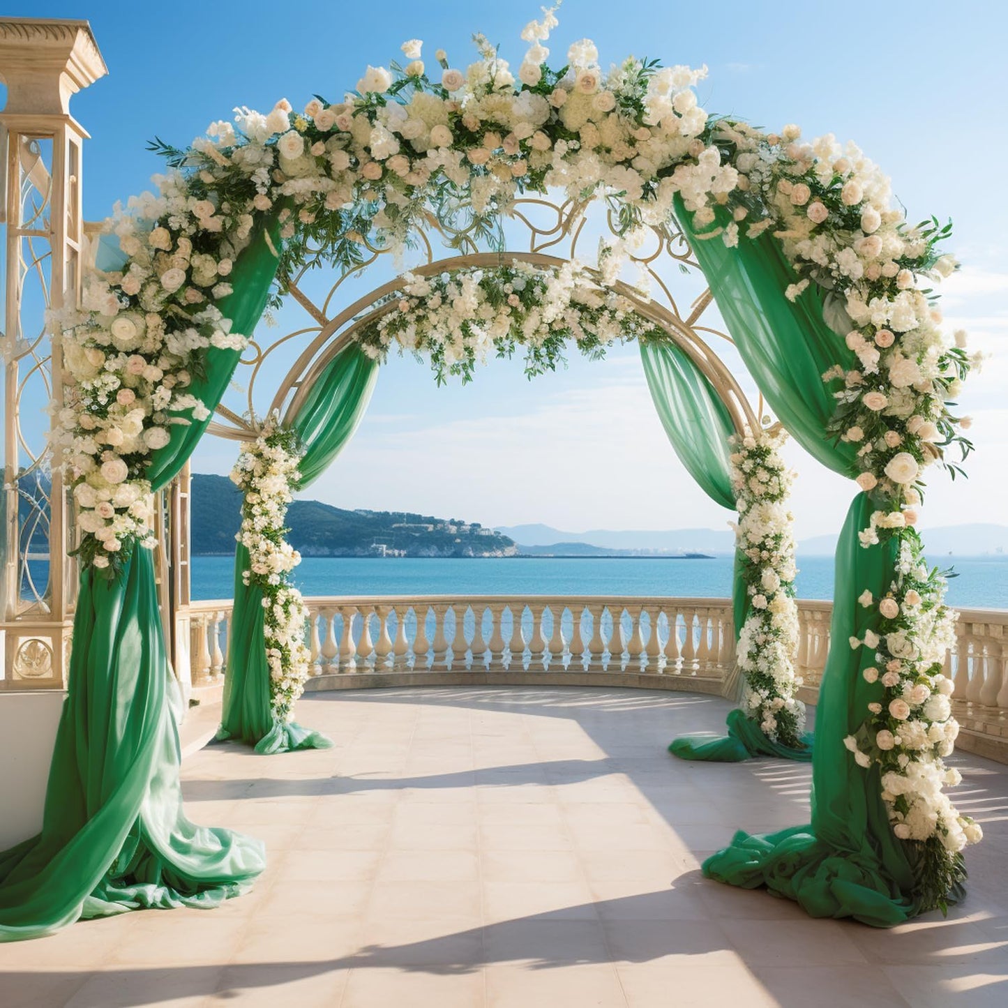 Wokceer Wedding Arch Draping Fabric 28.7" x 20FT Emerald Green Drapes Sheer Backdrop Arch Draping Fabric for Wedding Ceremony Birthday Party Bridal Shower Decoration