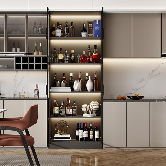 Mekminop Display Cabinet with Glass Doors and Storage Shelve, Modern Display - Image 9