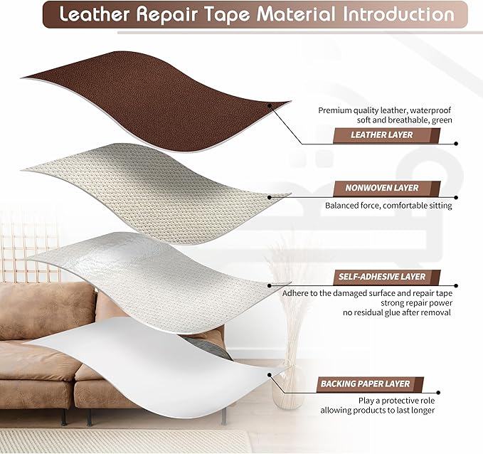 KING MOUNTAIN Leather Repair Patch, 12 x 60 Inches Self-Adhesive Repair Tape - Image 3