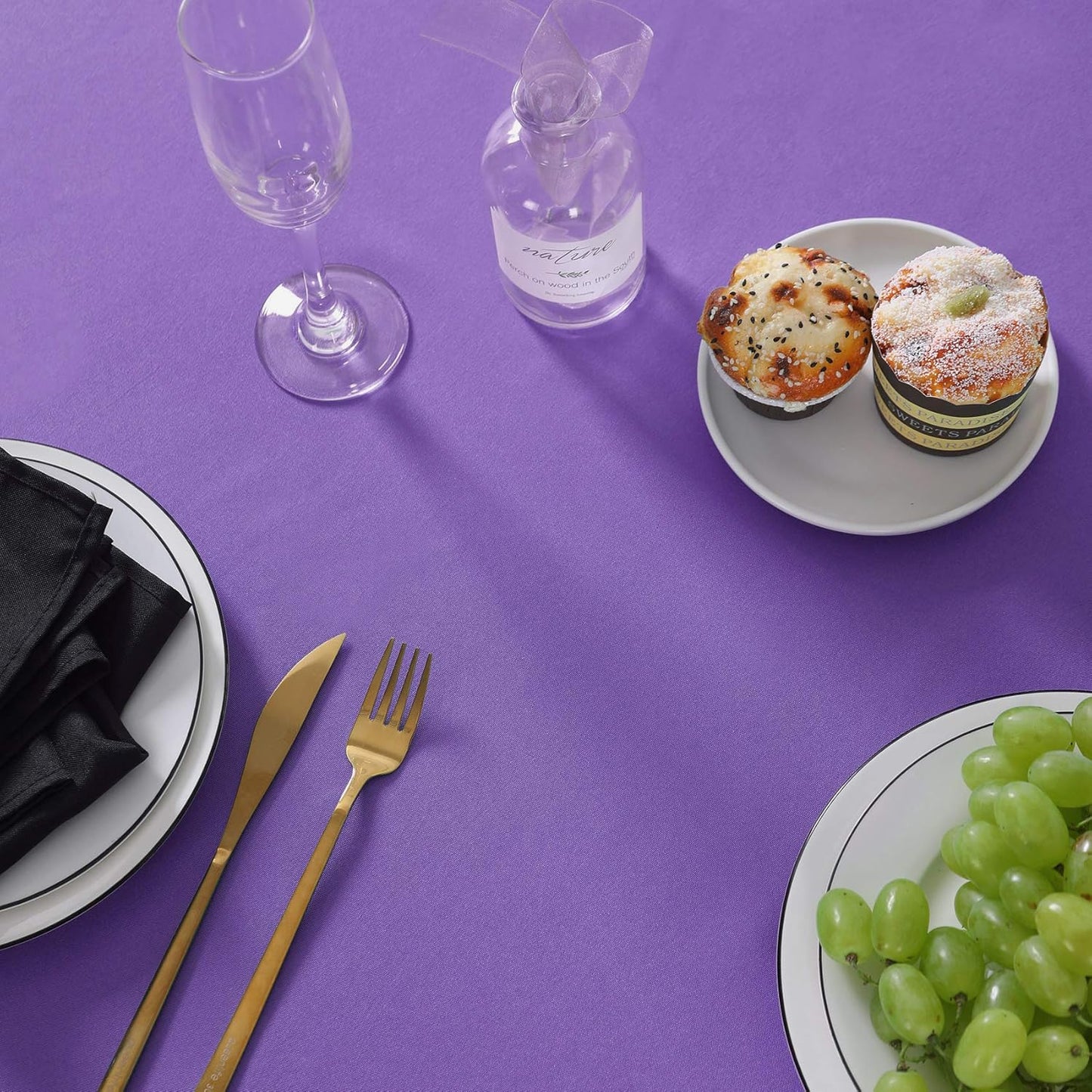 108 inch Round Tablecloth Washable Polyester Table Cloth Decorative Table Cover for Wedding Party Dining Banquet（108 inch,Purple）