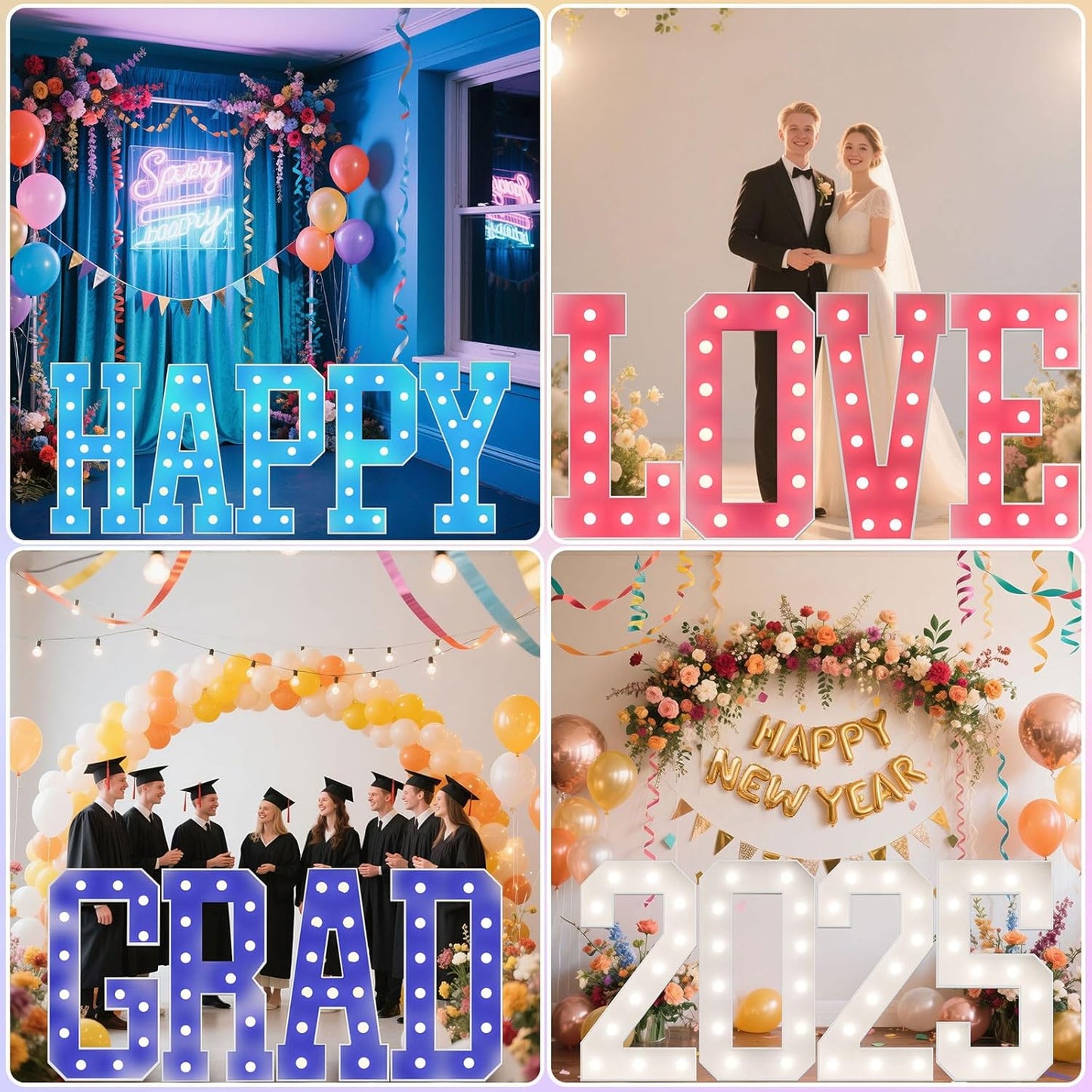 Ledido 4FT Marquee Light Up Letters, 34 Colors Changing Marquee Letter 4 Feet Tall with Remote, Big Letters for Party Wedding Graduation Birthday Decorations, Large Light Up Letter J