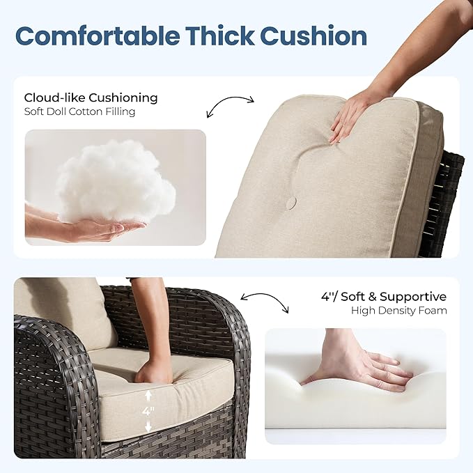 Weaxty Outdoor Swivel Rocker Patio Chairs, 3 Pieces Patio Furniture Set - Image 5