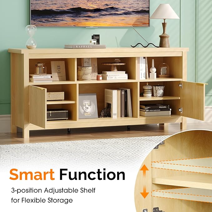 VINGLI 58" Fluted TV Stand for TVs up to 70", Modern TV Stand - Image 6