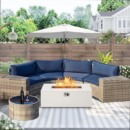 ECOTOUGE 8-Piece Half-Moon Curved Patio Furniture Set by ECOTOUGE