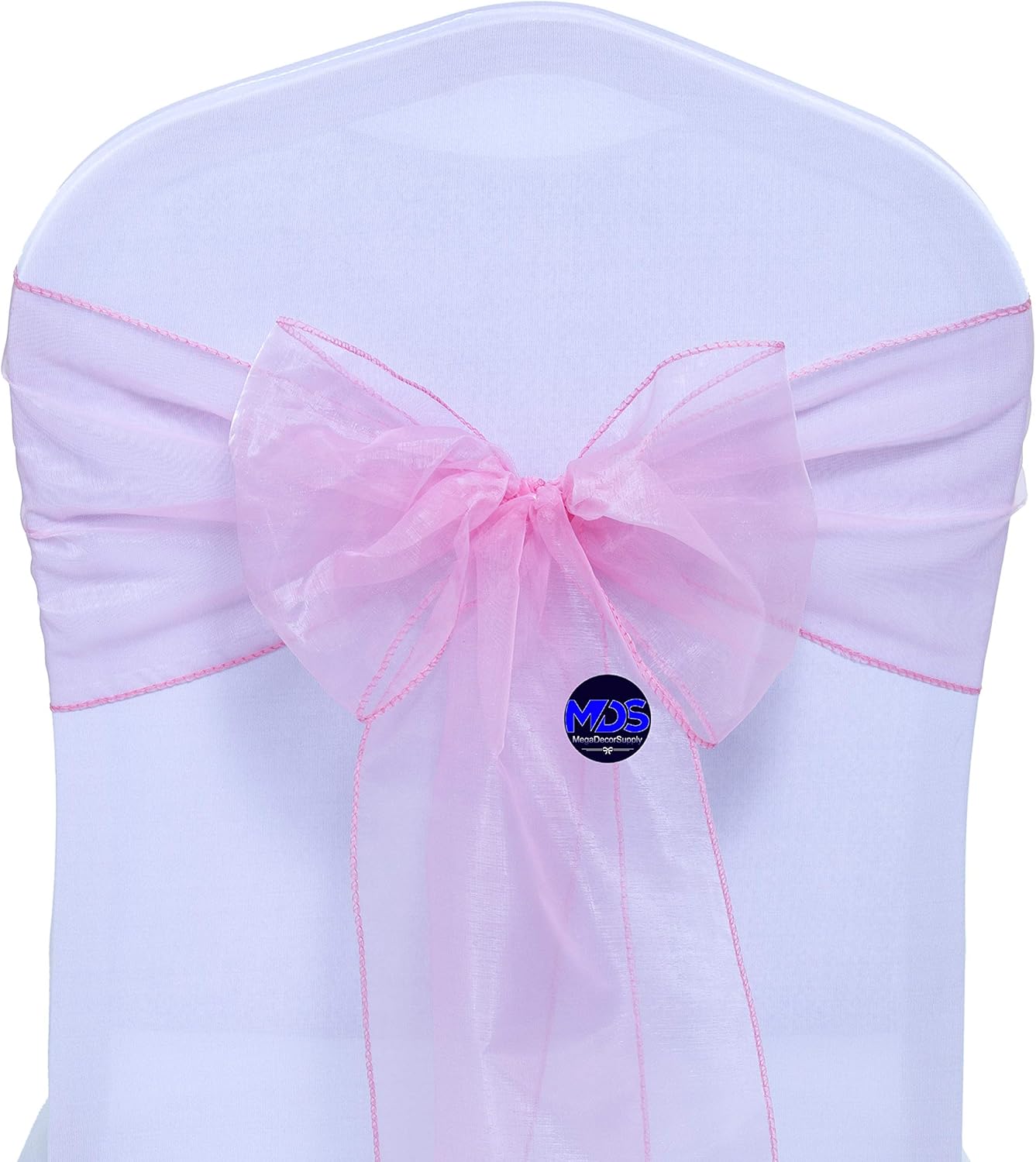 MDS Pack of 125 PCS Organza Chair Sashes Wider Dining Chair Bows Ribbon Tie Back for Wedding Party Birthday Bridal Shower Reception Event Banquet Home Chair Cover Decoration - Blush Pink