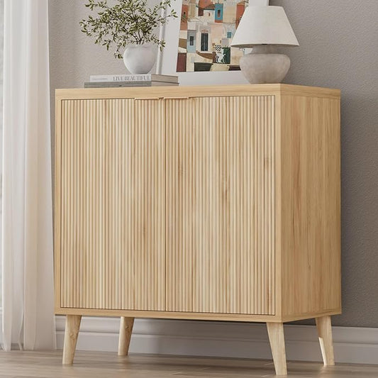 Homleke Buffet Cabinet with Storage, Modern Fluted Accent Sideboard with Doors by Homleke