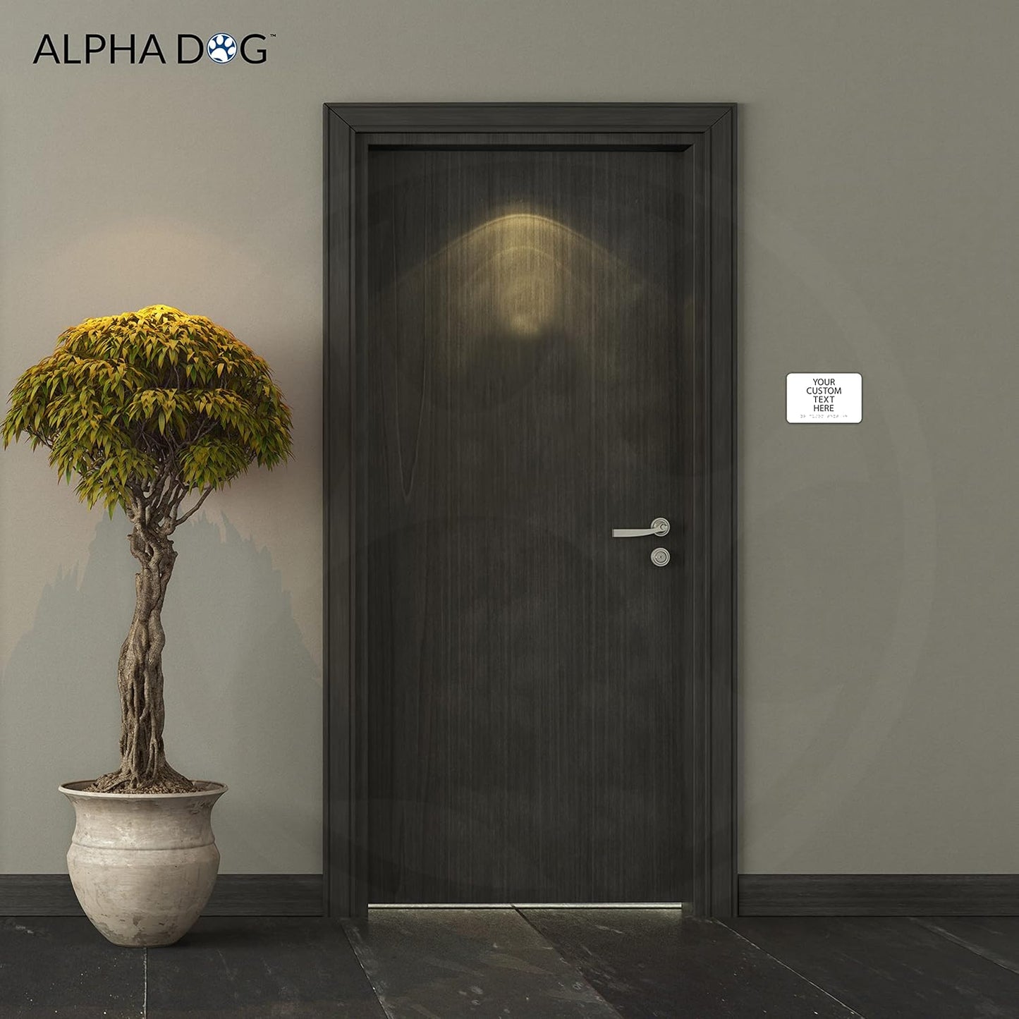 ALPHA DOG ADA SIGNS Custom ADA Compliant Braille Sign, 6"x9" Room Identification Plaque, Tactile Text, Raised Letters, Personalized 4-Line, Indoor/Outdoor, USA-Made (White)