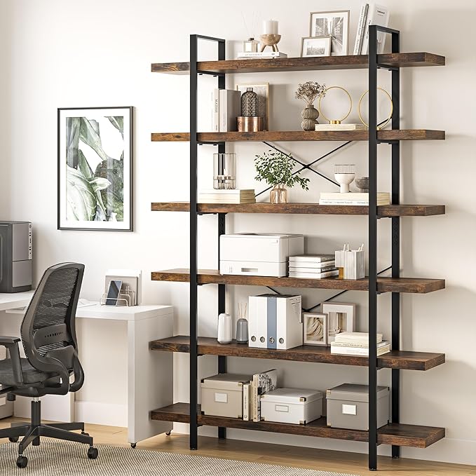 OtterOasis Heavy Duty 6-Tier Industrial Bookcase, 120lbs Shelf Capacity - Image 6