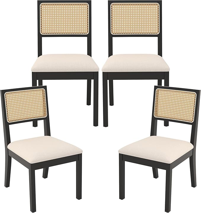 Westice Rattan Dining Chairs Set of 4, Farmhouse Natural Dining Room Chairs by ChairsforHomeLivingRoom