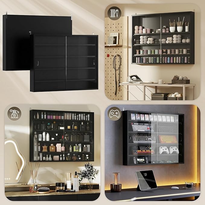HOMCOM 5-Tier Display Cabinet, Glass Door Cabinet - Image 7
