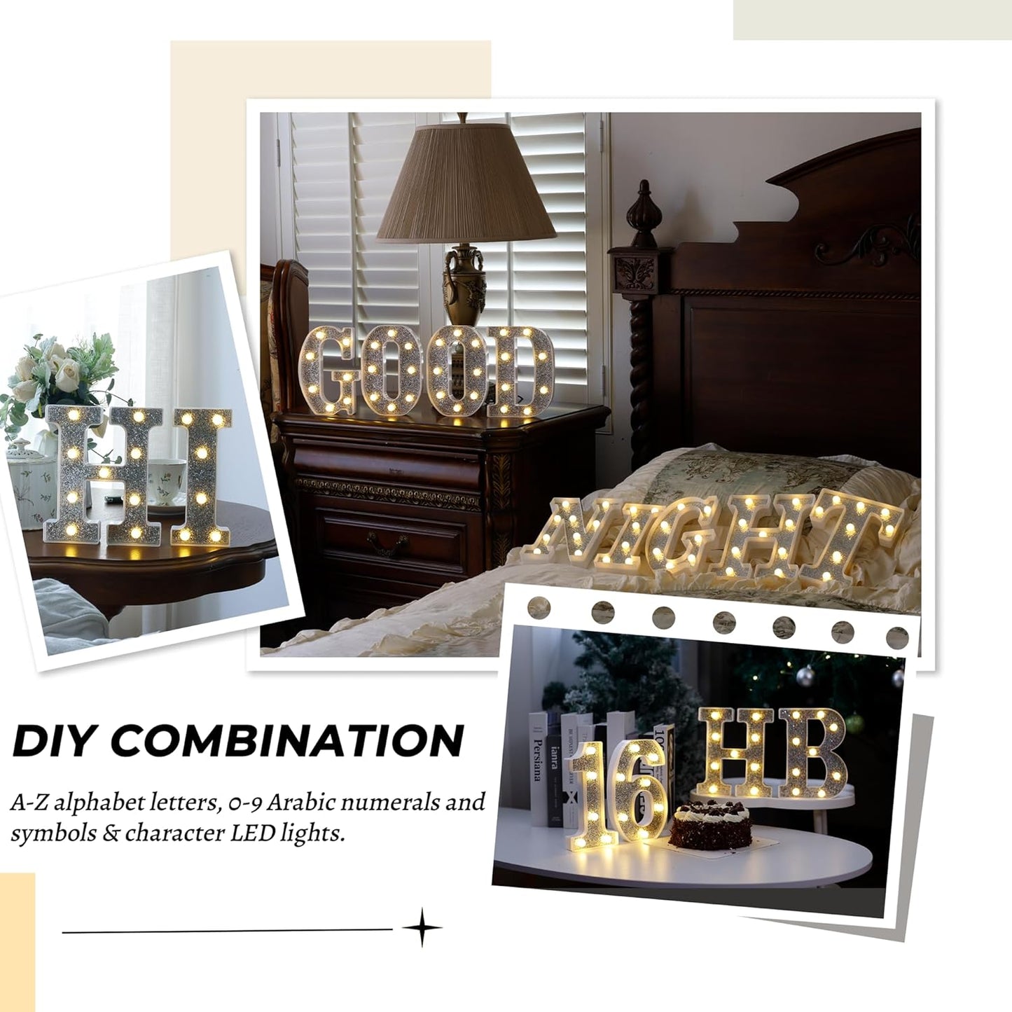 Marquee Light Up Letters, Glitter Silver LED Letter Lights Battery Powered Alphabet Letter Sign for Night Light Wedding Birthday Party Cafe Bar Decoration Girls Room Decor - Y