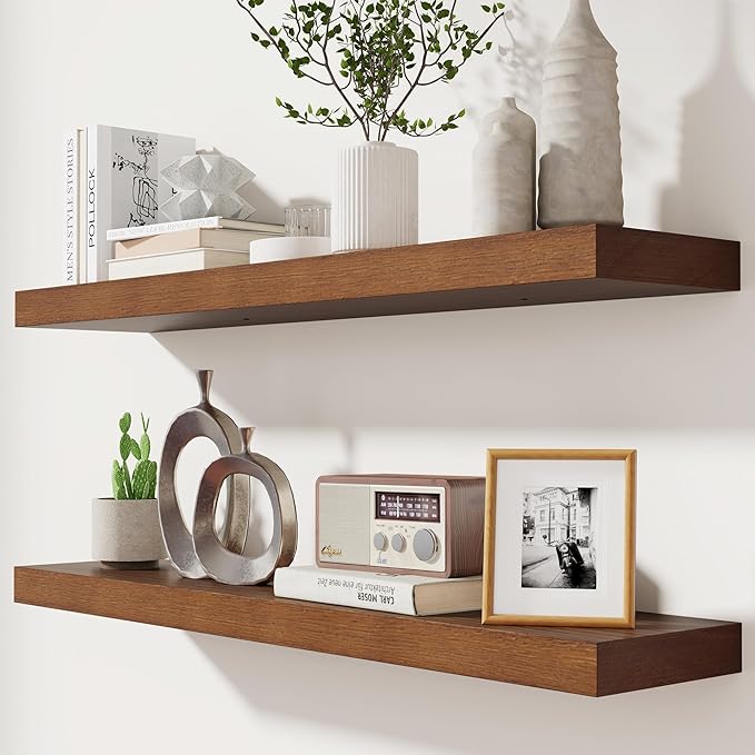 fuqing Rustic Floating Shelves for Wall, 36 Inch Floating Shelves Set of 2 by Fuqing