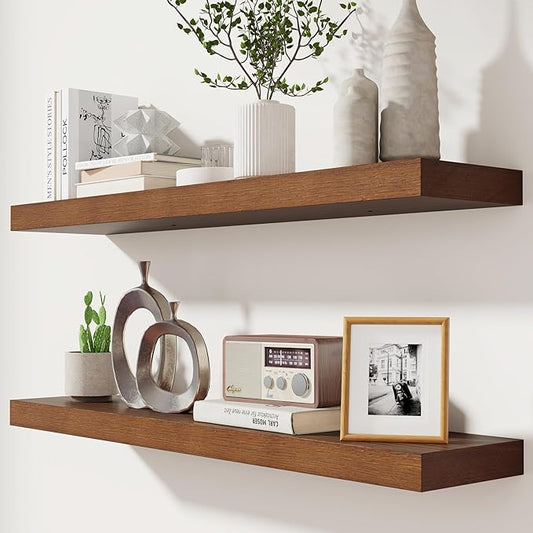 fuqing Rustic Floating Shelves for Wall, 36 Inch Floating Shelves Set of 2 by Fuqing
