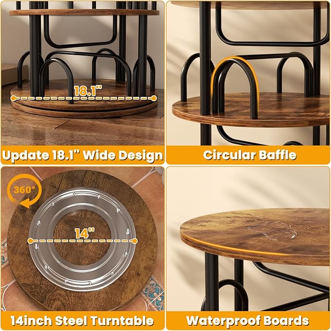 Aheaplus 6 Tier Rotating Bookshelf Tower, Revolving Bookcase, 360° Round - Image 4