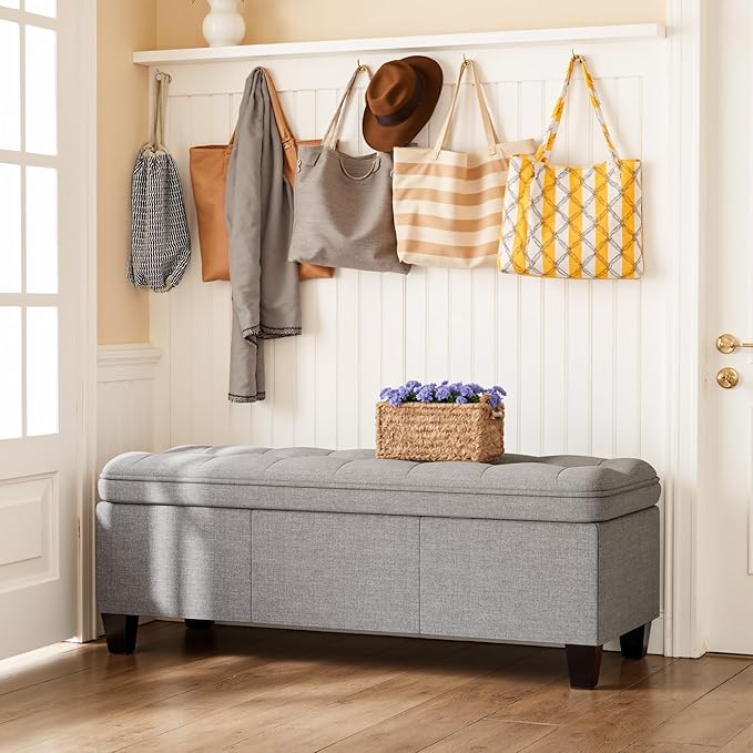 YESHOMY 47 Inches Ottoman with Storage, Storage Bench with Legs, Ottomans - Image 7