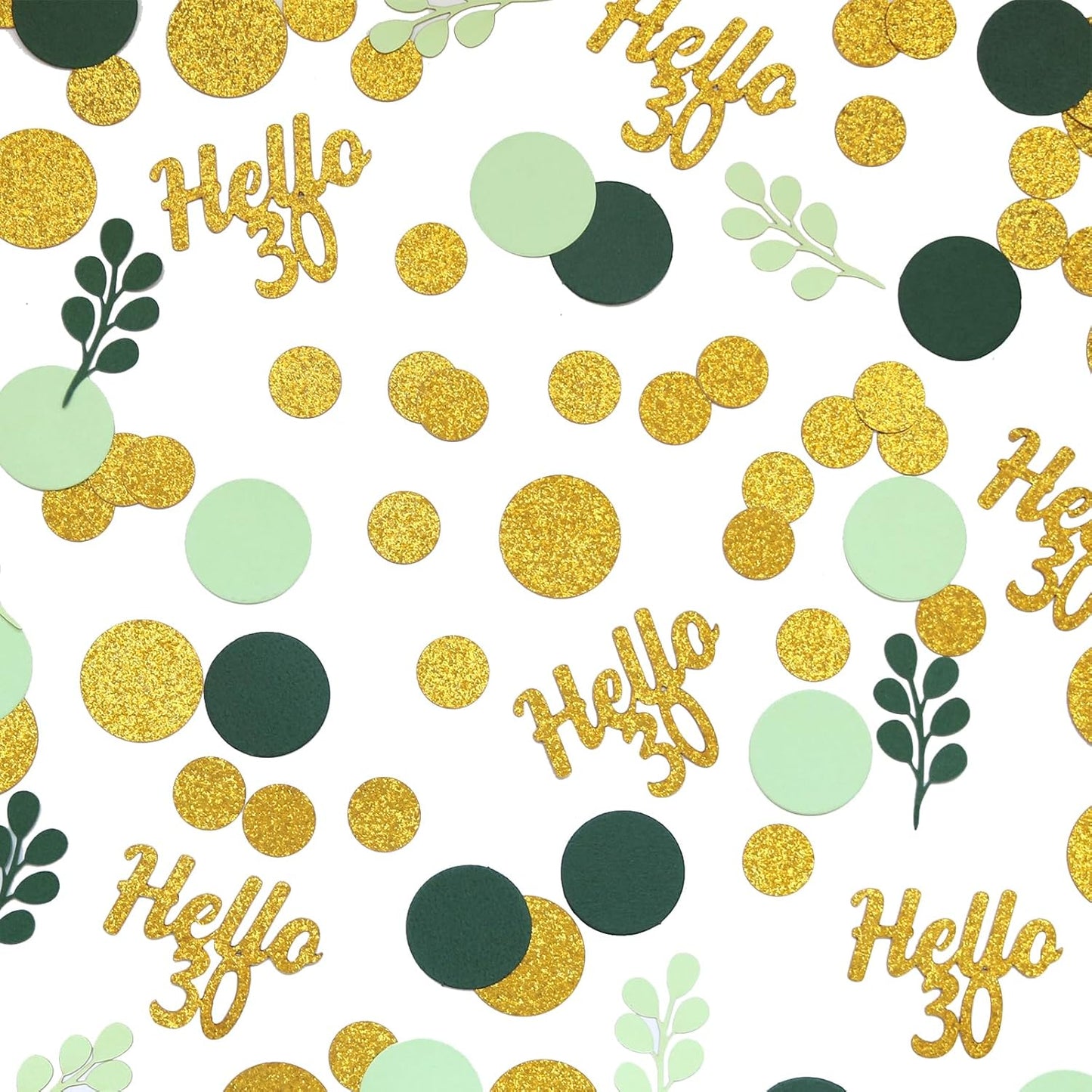 300PC Gold Glitter and Sage Green Happy 30th Birthday Decorations for Her/Him Greenery 30th Birthday Confetti for Table Thirty Party Decor Supplies