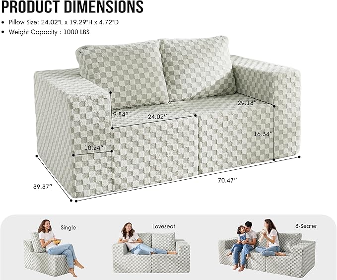 Modular Sectional Sofa 2 Seater Loveseat Modular Couch - Image 2
