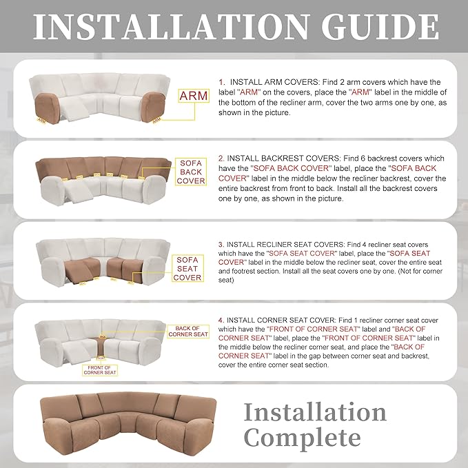 100% Waterproof Sectional Recliner Couch Covers - Image 7