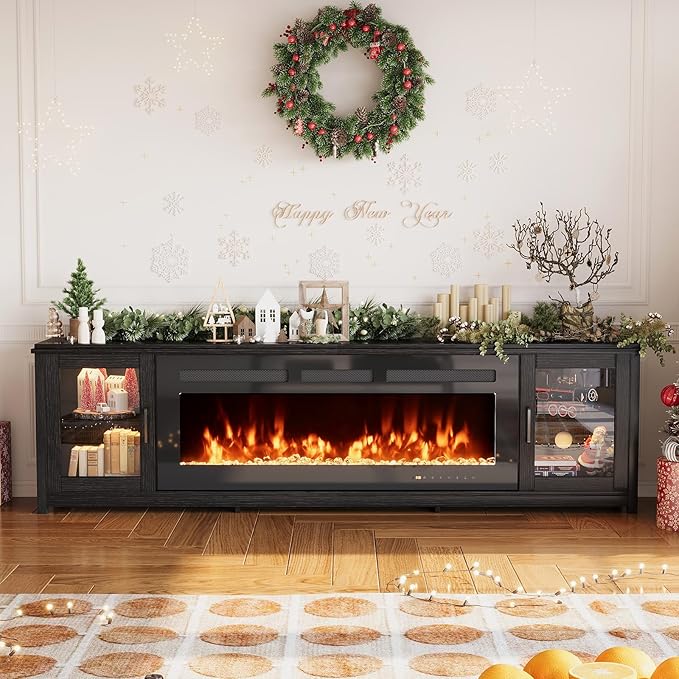 MXV 80" Fireplace TV Stand, Modern Entertainment Center - Image 8